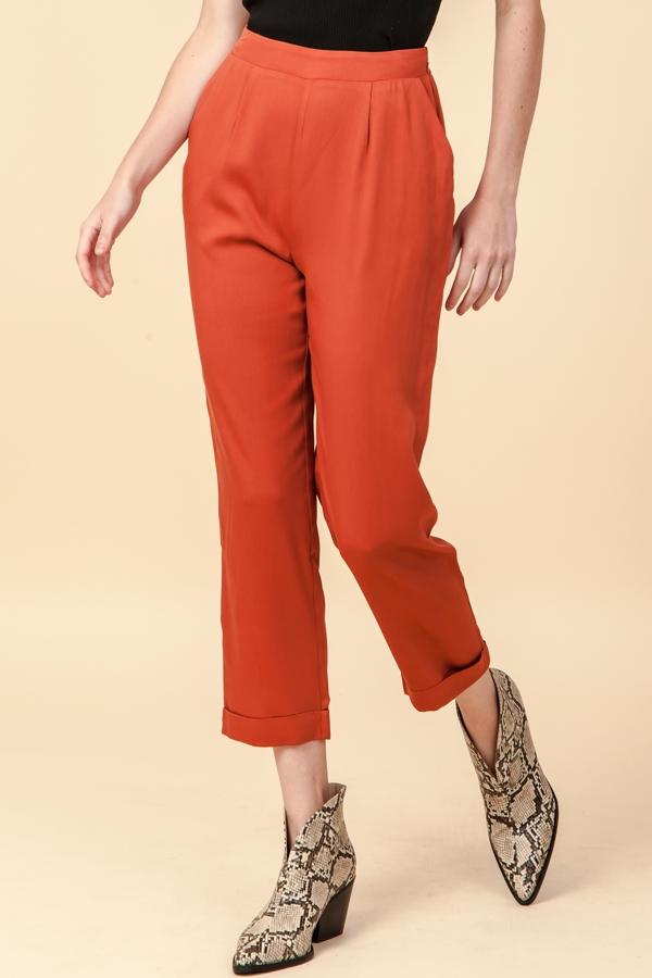 CIGARETTE PANT WITH ROLL UP ANKLE DETAIL