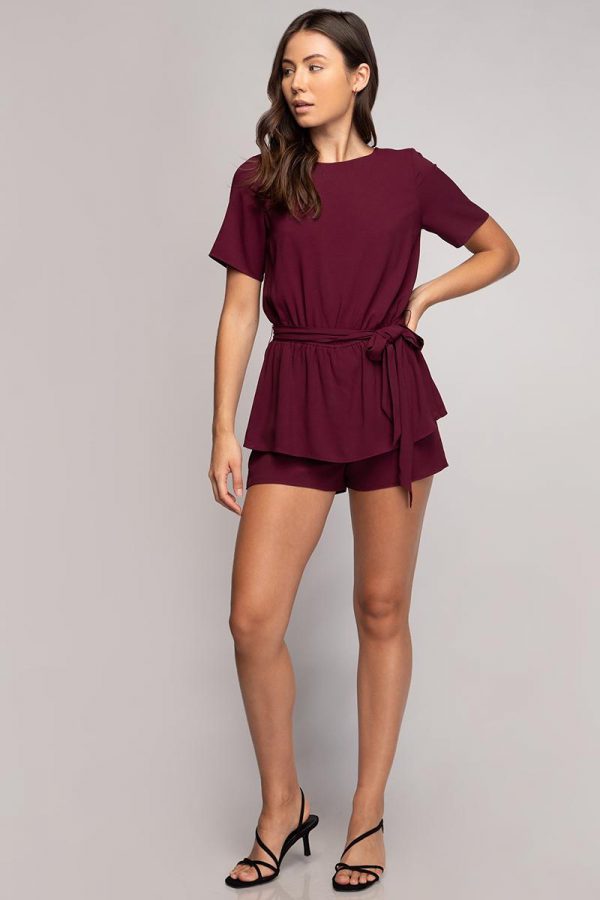 DOUBLE LAYER ROMPER WITH SLIT BACK