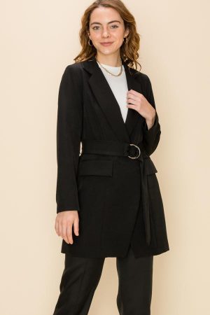 Open Front Jacket With Belt