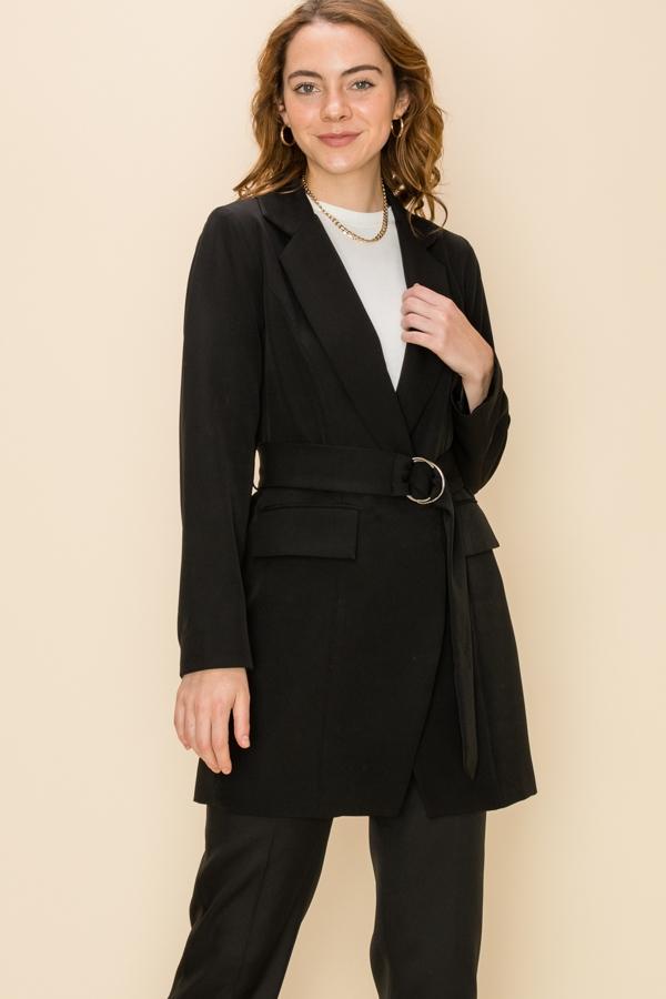 OPEN FRONT JACKET WITH BELT