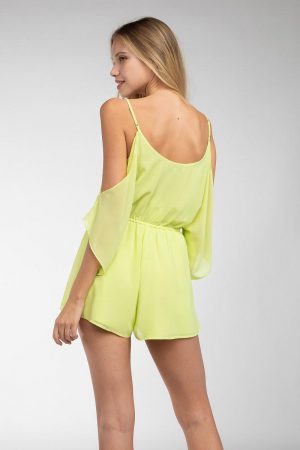 Cold Shoulder Romper With Elastic Waist