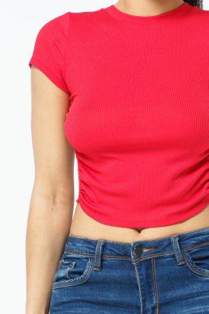 Rib Open Back String Tie Crop Top