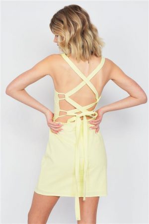 Open Back Lace Up Mini Dress