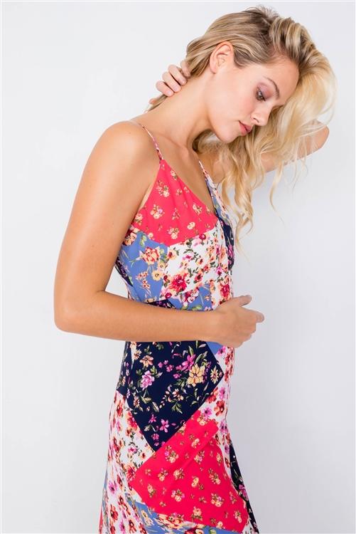 CENTER SLIT V-NECK SUN MIDI DRESS