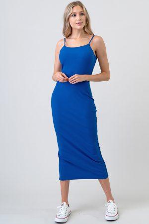 Ribbed Scoop Back Midi Dress