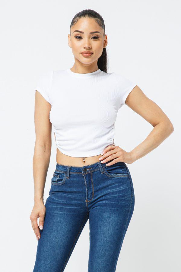 RIB OPEN BACK STRING TIE CROP TOP