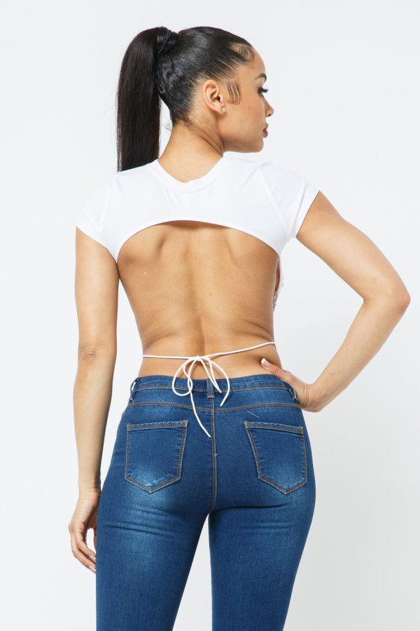 RIB OPEN BACK STRING TIE CROP TOP