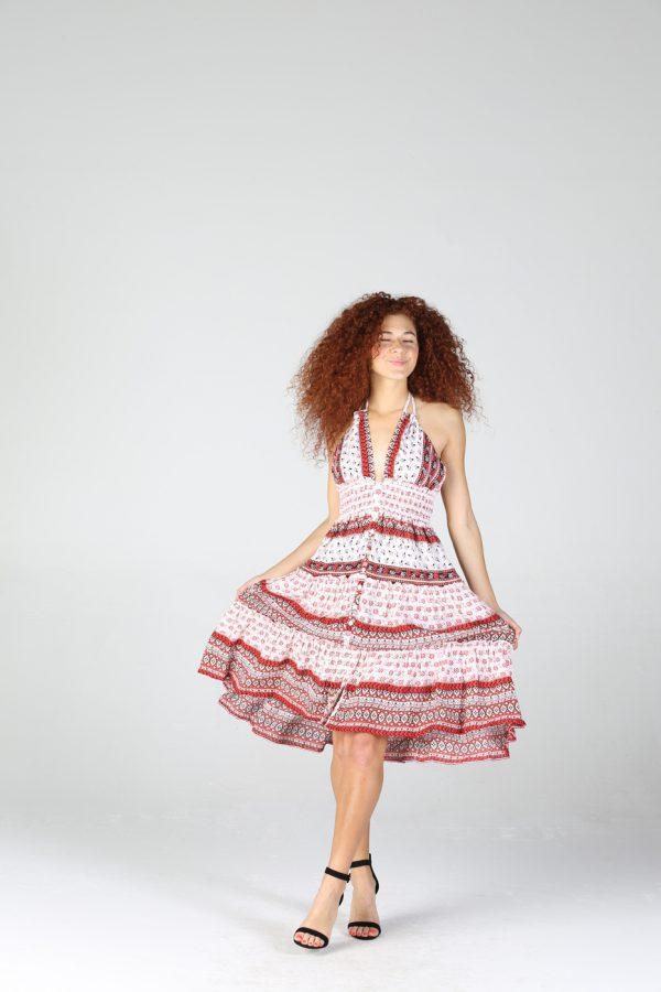 Halter Dress With Smocking Detail
