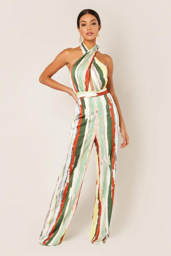 HALTER WIDE LEGGED JUMPSUIT