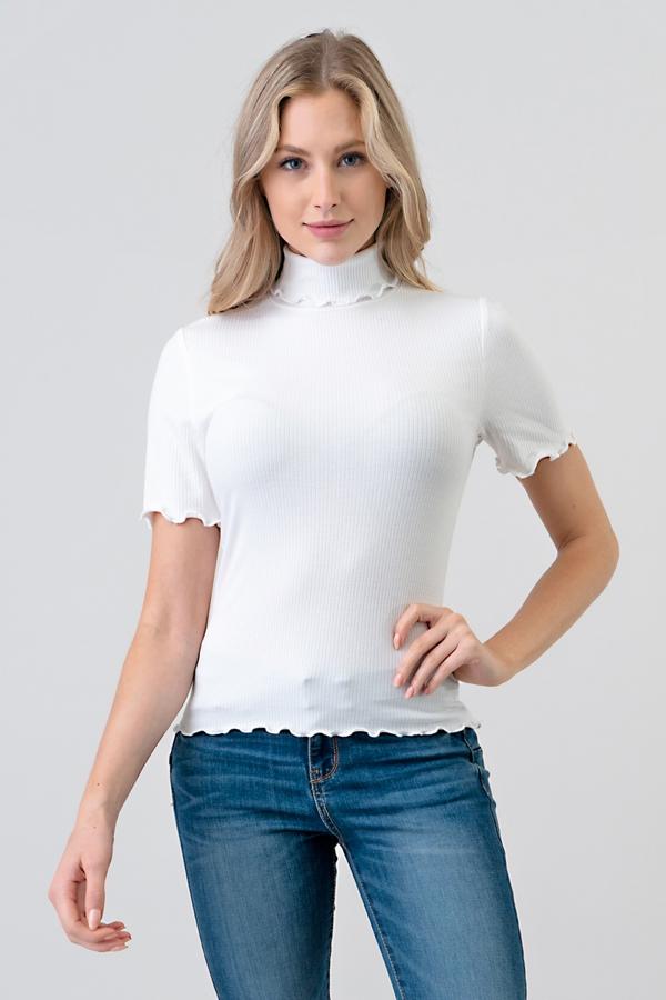 FOLD NECK SHORT SLEEVE TOP