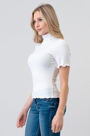 Fold Neck Short Sleeve Top