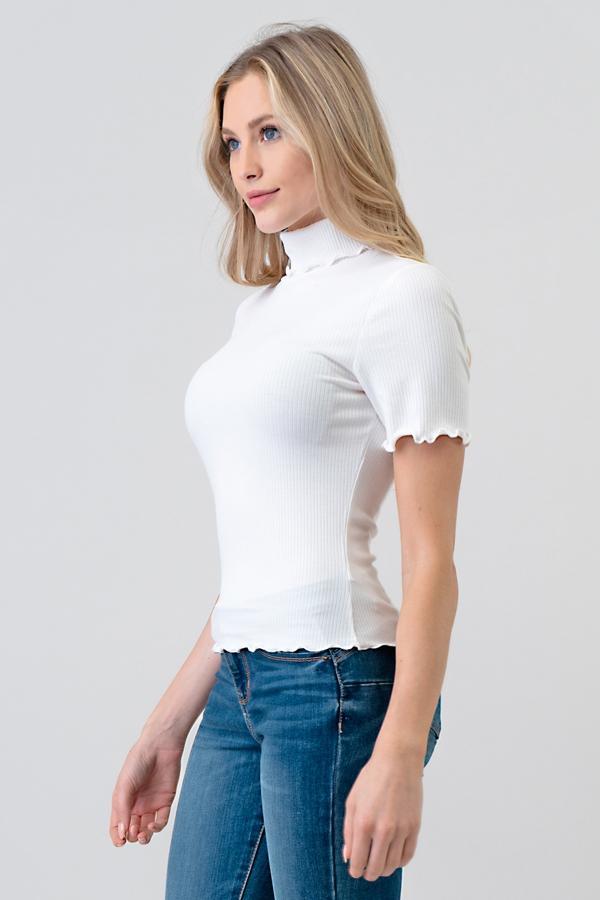 FOLD NECK SHORT SLEEVE TOP