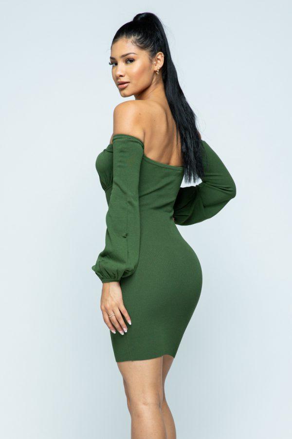 OFF SHOULDER BALLON SLEEVE DRESS