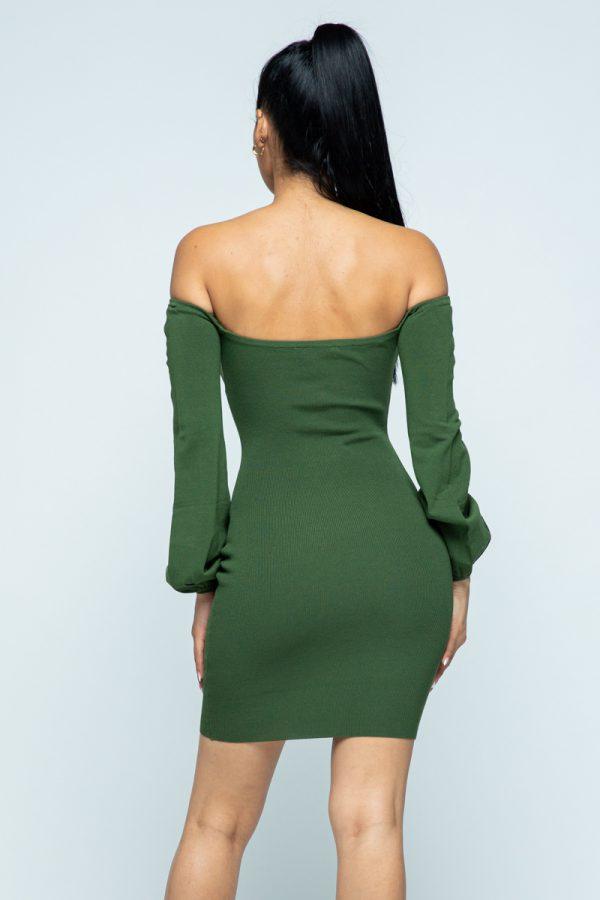 OFF SHOULDER BALLON SLEEVE DRESS