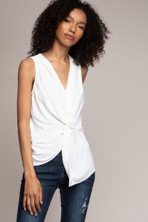 V-Neck Sleeveless Front Twist Top