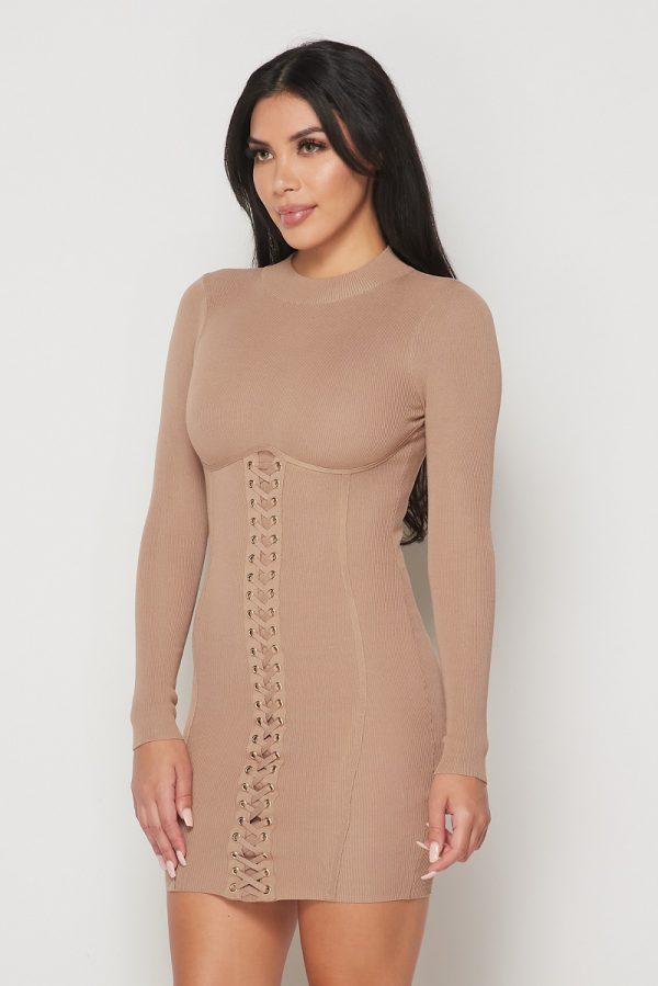 MOCK NECK LONG SLEEVE DRESS