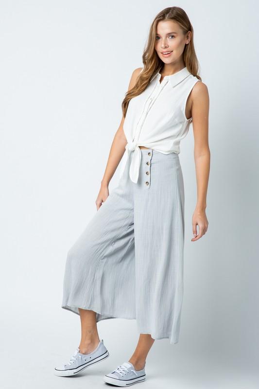 WOVEN WASHED CULOTTE PANT