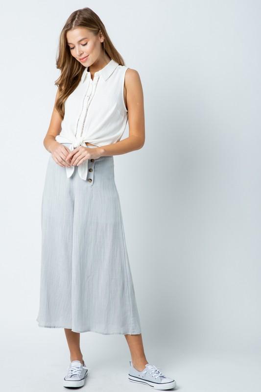 WOVEN WASHED CULOTTE PANT