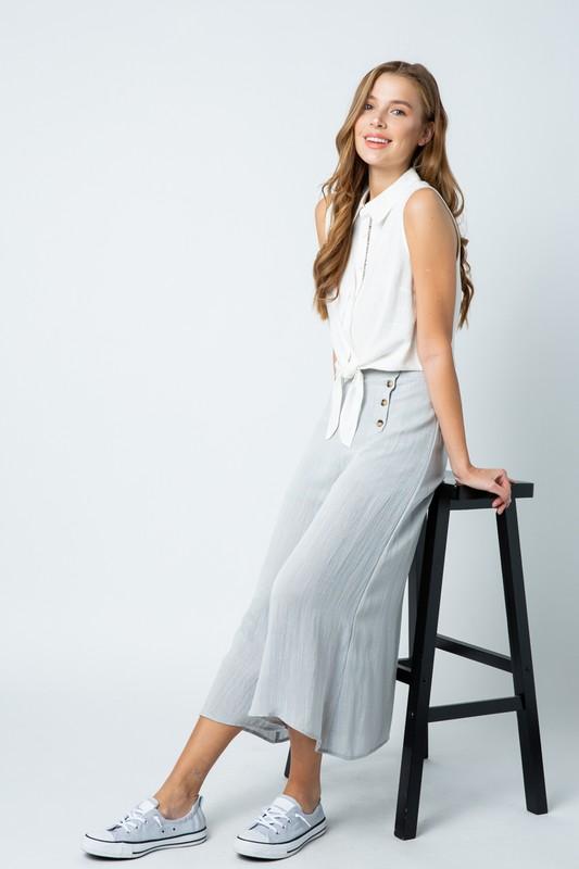 WOVEN WASHED CULOTTE PANT