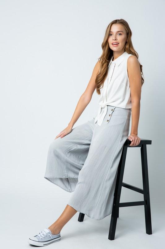 WOVEN WASHED CULOTTE PANT