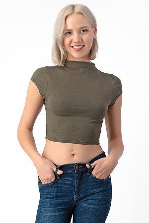 Mock Neck Cap Sleeve Top