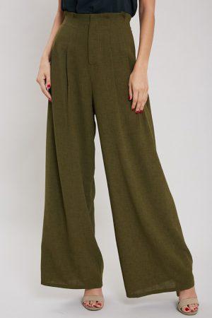 Pleated Front Wide Leg Pants