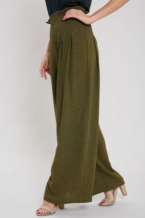 Pleated Front Wide Leg Pants