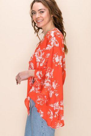 BELL SLEEVE FRONT TIE BLOUSE