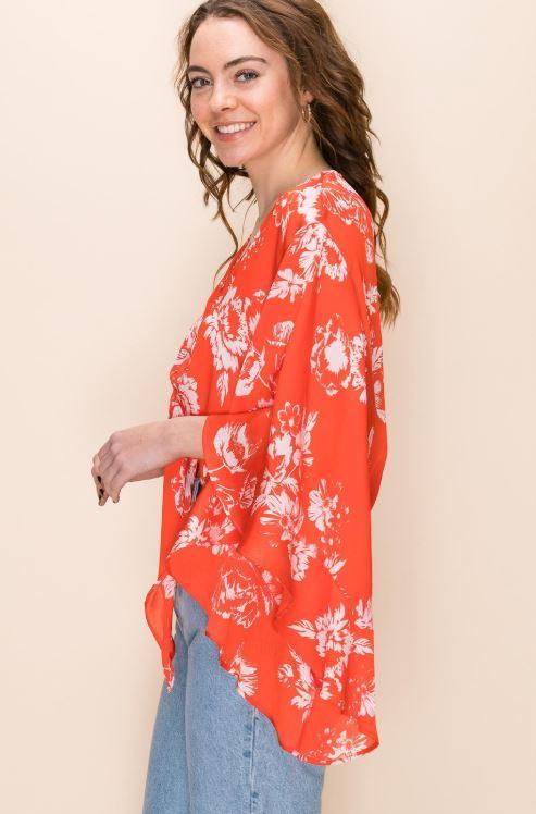 BELL SLEEVE FRONT TIE BLOUSE