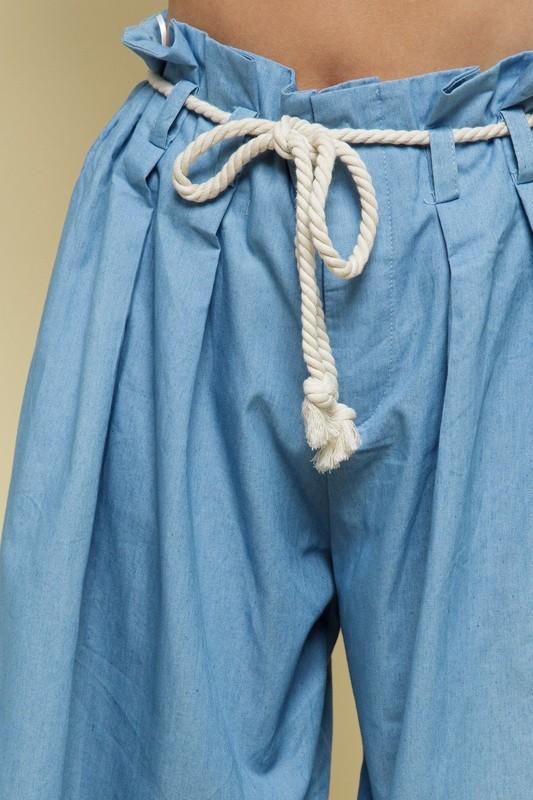 PAPER BAG CULOTTE DENIM PANT