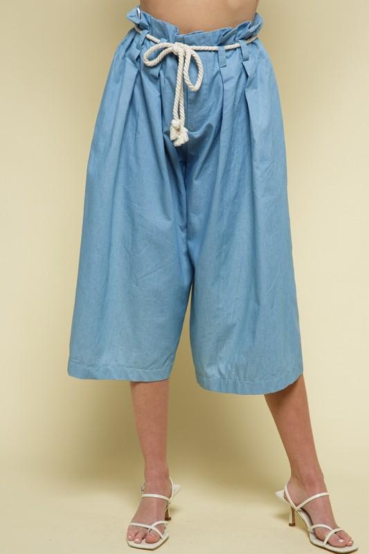 PAPER BAG CULOTTE DENIM PANT