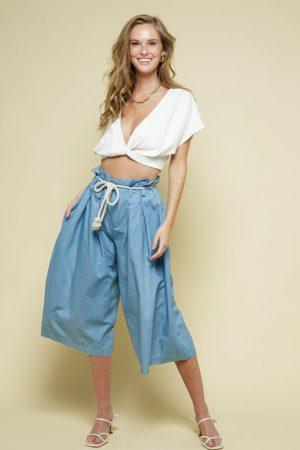 Paper bag Culotte Denim Pant