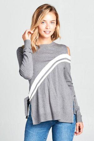 Knit Color Block Long Sleeve Sweater