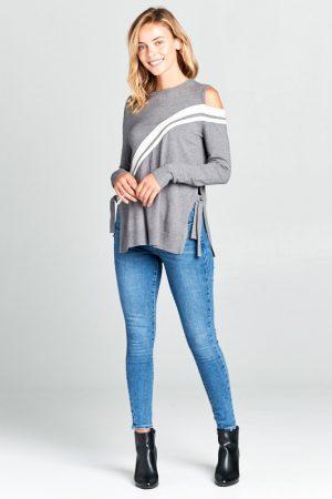 Knit Color Block Long Sleeve Sweater