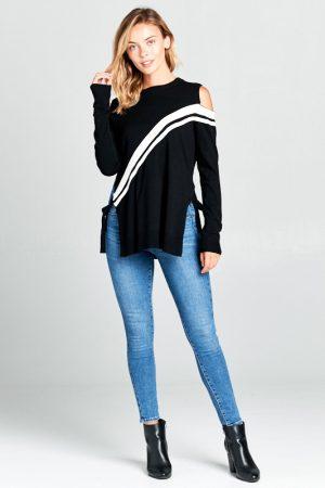 Knit Color Block Long Sleeve Sweater