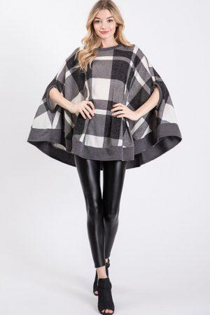 Brushed Plaid Poncho