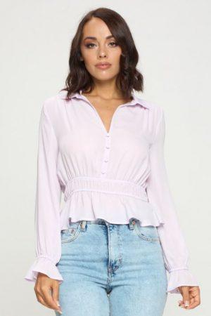 Collared Button Down Woven Top