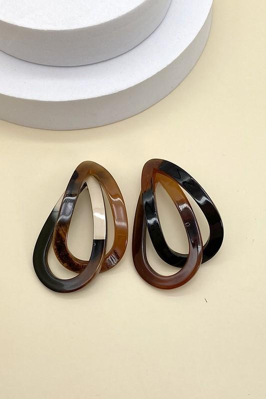 DOUBLE WRAP ACRYLIC OVAL EARRINGS