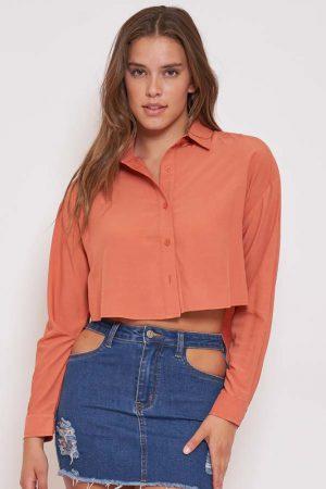 Button Up Cropped Shirt