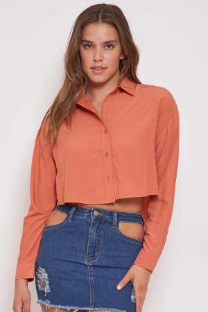 Button Up Cropped Shirt