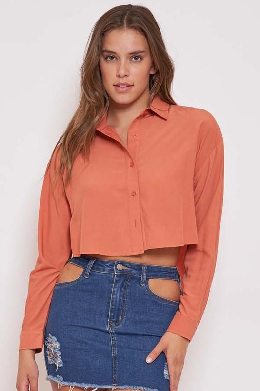 BUTTON DOWN CROPPED SHIRT