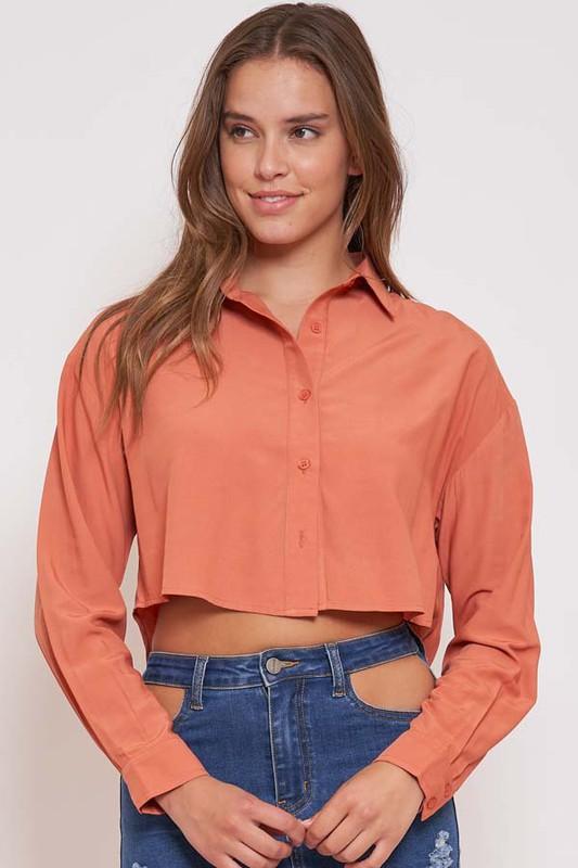 BUTTON DOWN CROPPED SHIRT