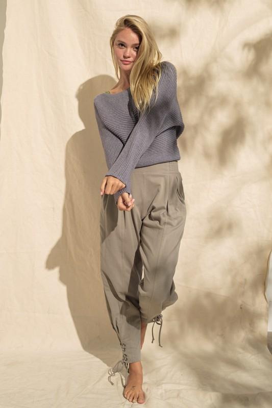 SMOCKED WAIST BAGGY PANTS