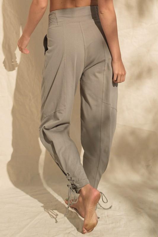 SMOCKED WAIST BAGGY PANTS