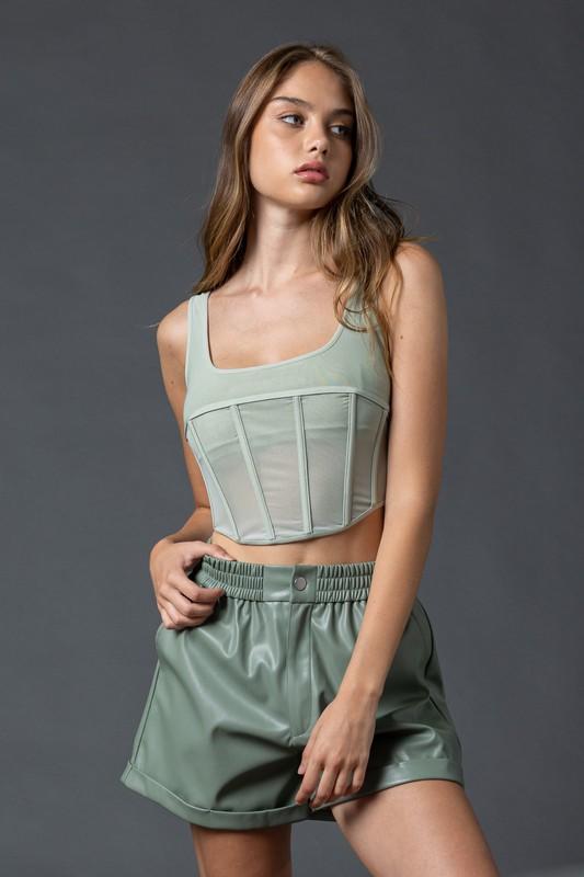 PU LEATHER CUFFED SHORTS