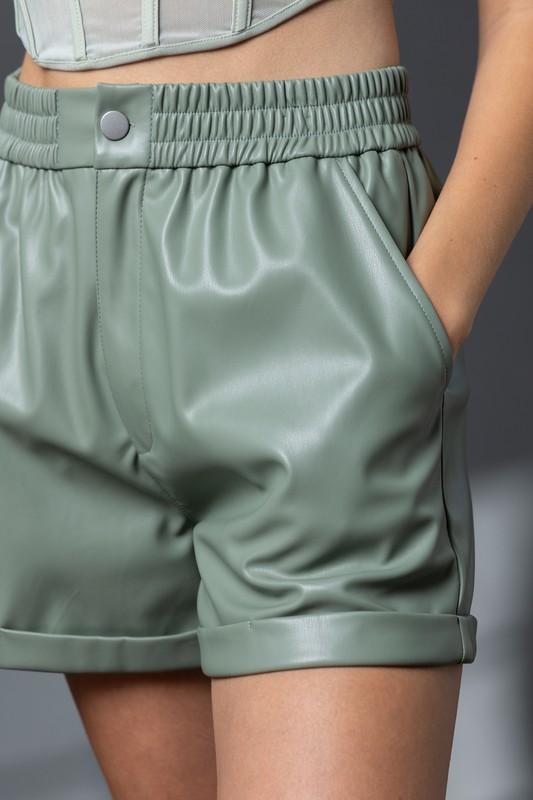 PU LEATHER CUFFED SHORTS