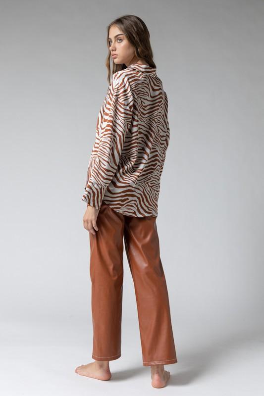 ZEBRA PRINT SILKY SHIRT