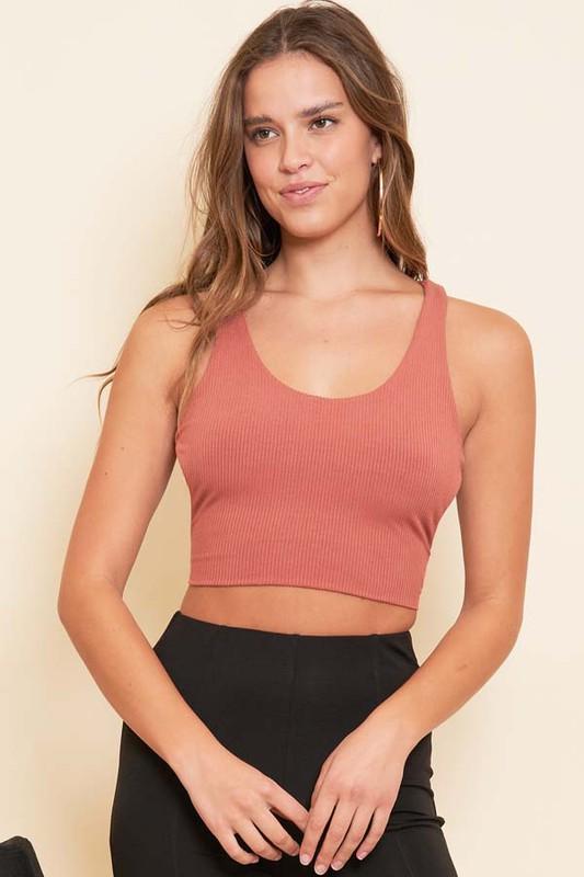 RACER OPEN BACK RIBBED TOP