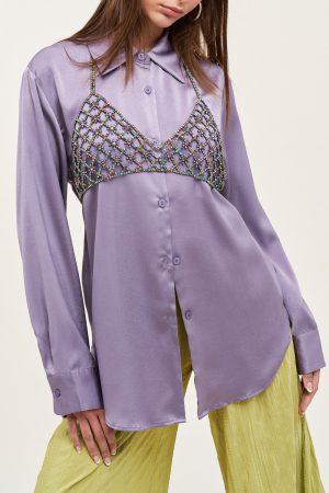 silky button down blouse