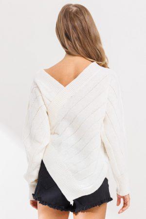 Wrapped Sweater with Uneven Bottom